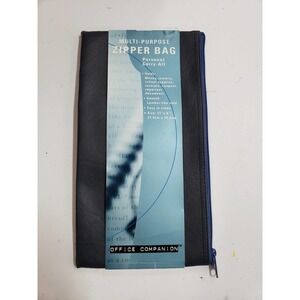 OFFICE Companion Bag One Size Black Leather Zipper Multi-Purpose Travel Pouch